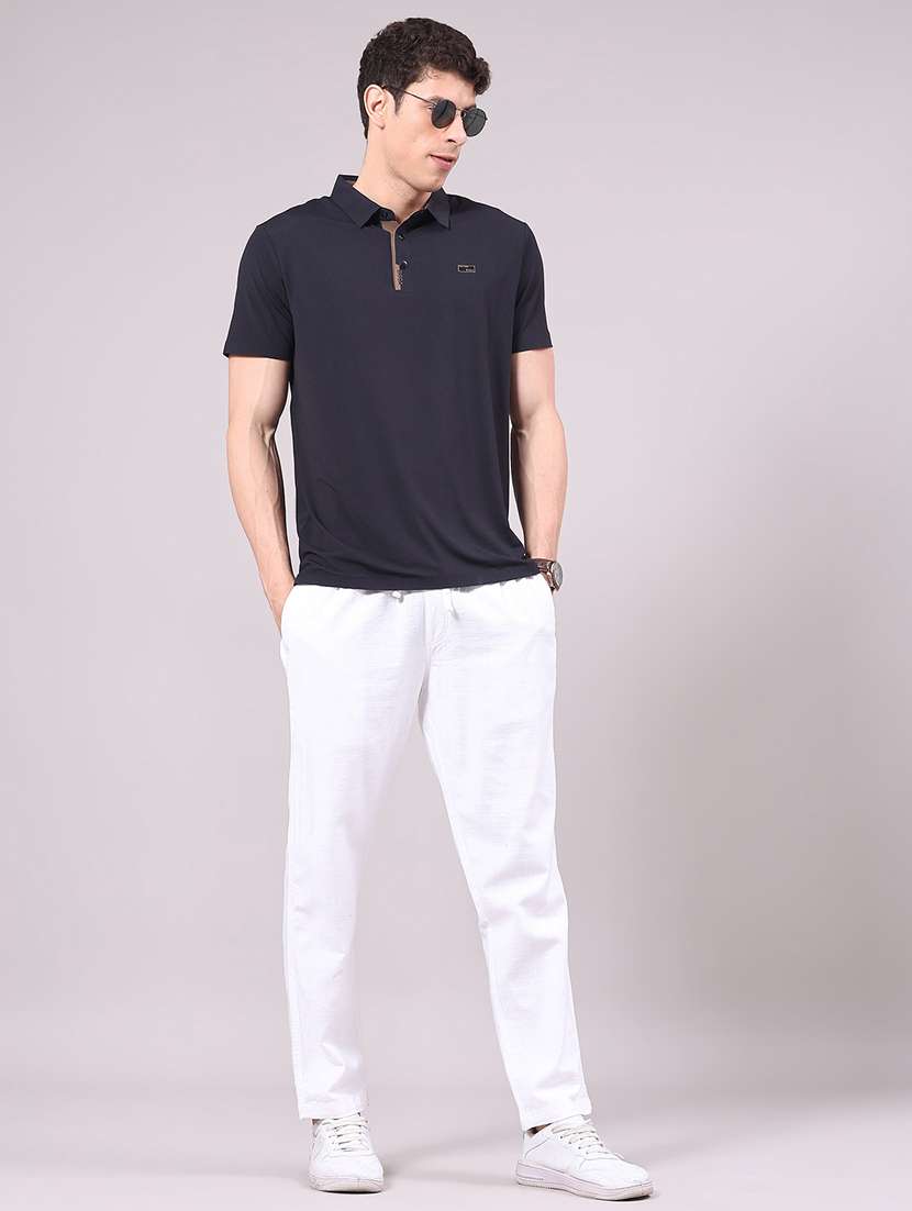 men solid mid rise chinos casual trouser - 22217165 -  Standard Image - 4