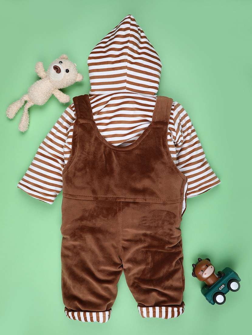 kids striped long sleeve winterwear dungaree set - 22217175 -  Standard Image - 1