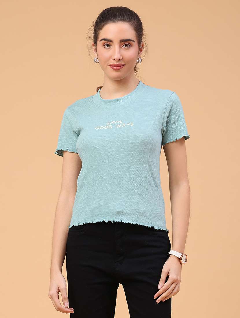 women solid short sleeve t-shirt - 22217203 -  Standard Image - 1