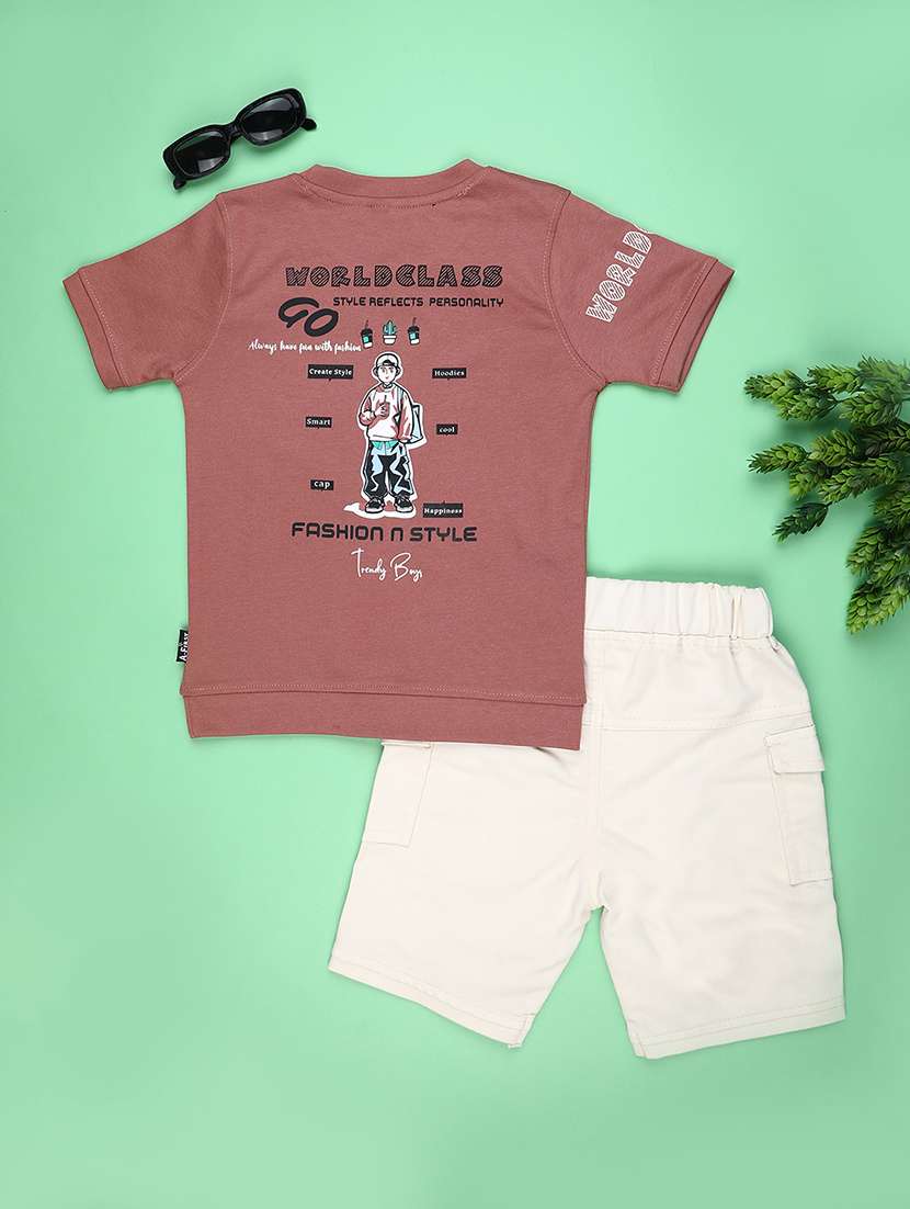 Boys Printed T-shirt & Shorts Co-ords Set - 22217223 -  Standard Image - 1