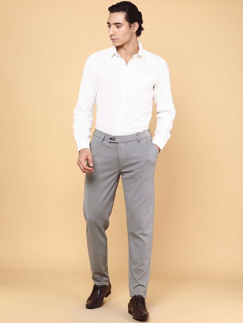men grey cotton chinos casual trouser - 22217237 -  Standard Image - 4