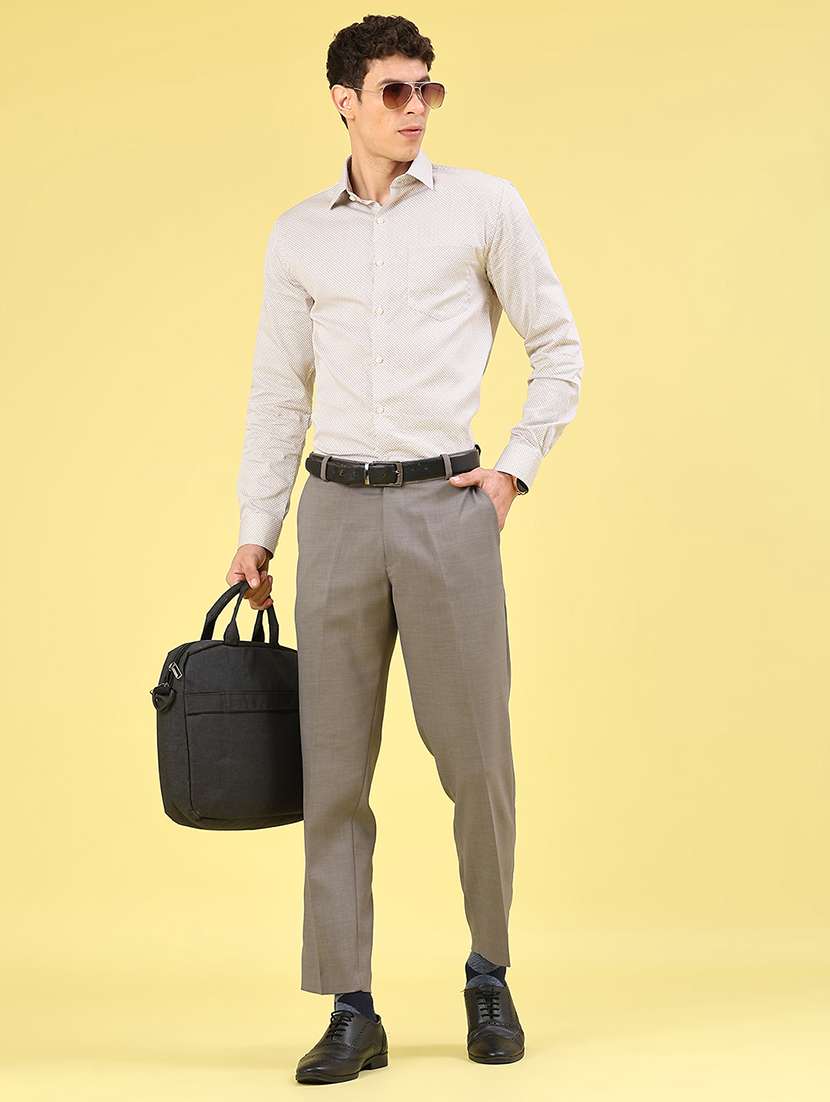 men solid mid rise flat front formal trouser - 22217238 -  Standard Image - 4