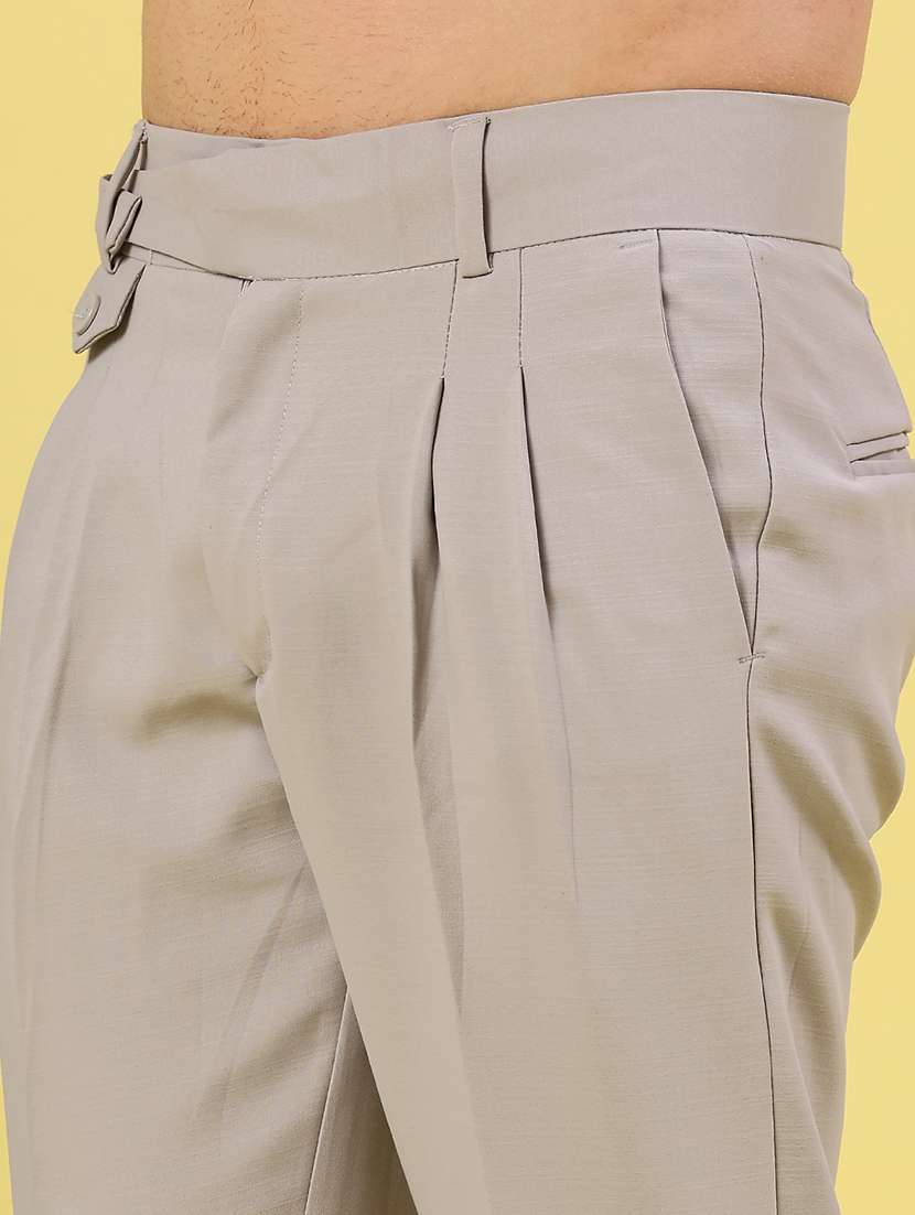 grey cotton flat front trousers formal - 22217240 -  Standard Image - 1