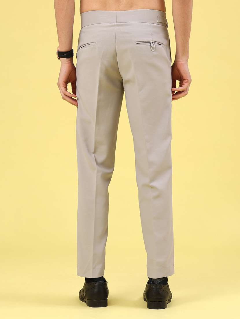 grey cotton flat front trousers formal - 22217240 -  Standard Image - 4