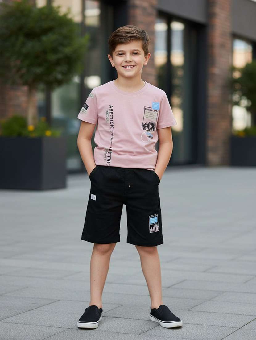 boys printed t-shirt & shorts co-ords set - 22217244 -  Standard Image - 1