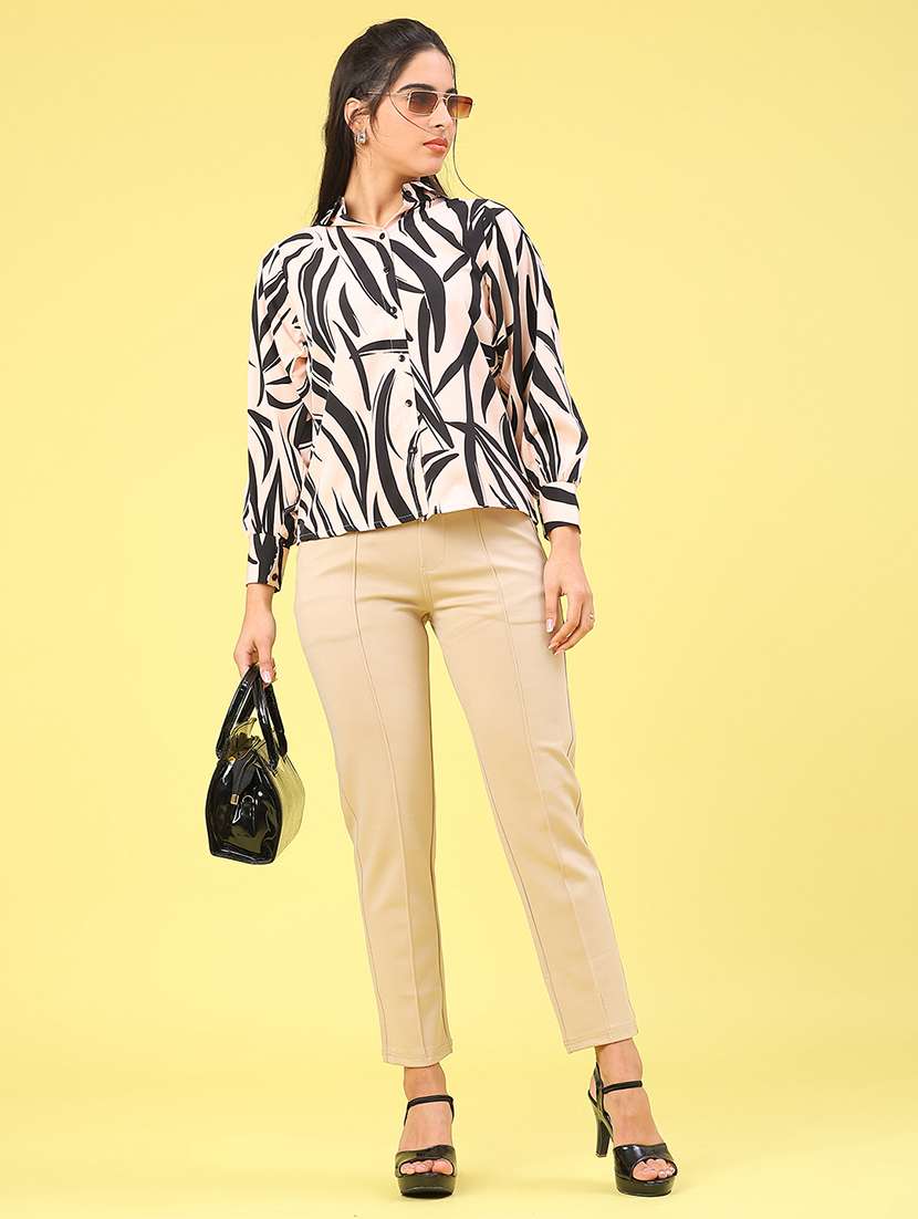 women printed collared puff sleeve shirt - 22217266 -  Standard Image - 4
