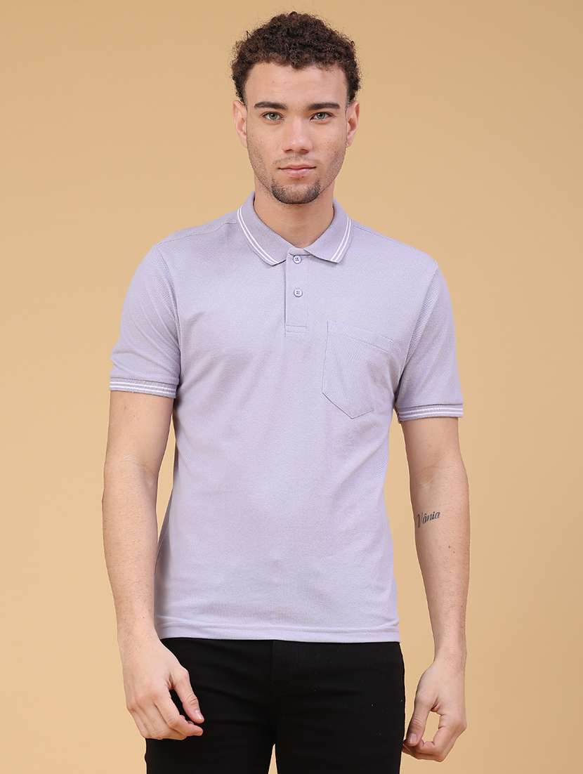 men solid short sleeve regular fit polo t-shirt - 22217340 -  Standard Image - 1