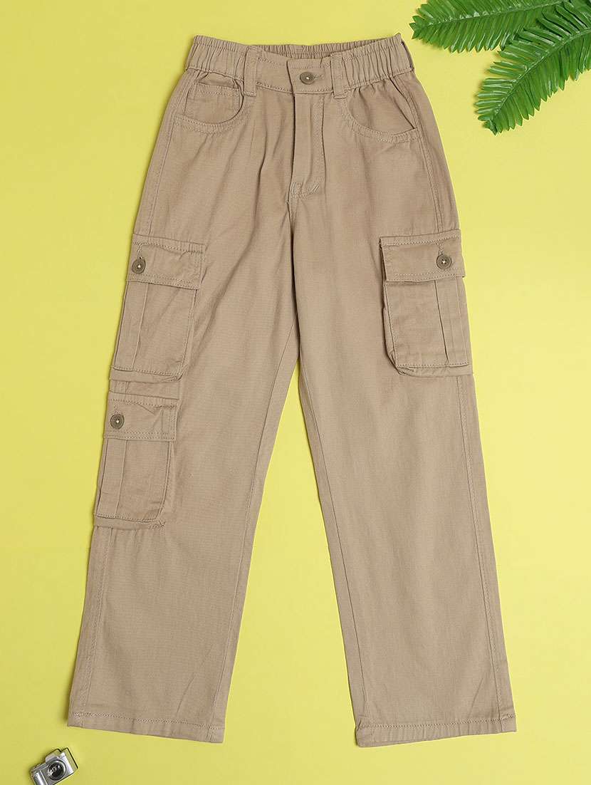 boys solid mid rise cargo - 22217349 -  Standard Image - 1