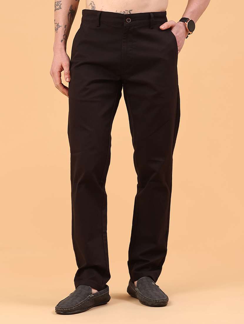 black cotton chinos casual trousers