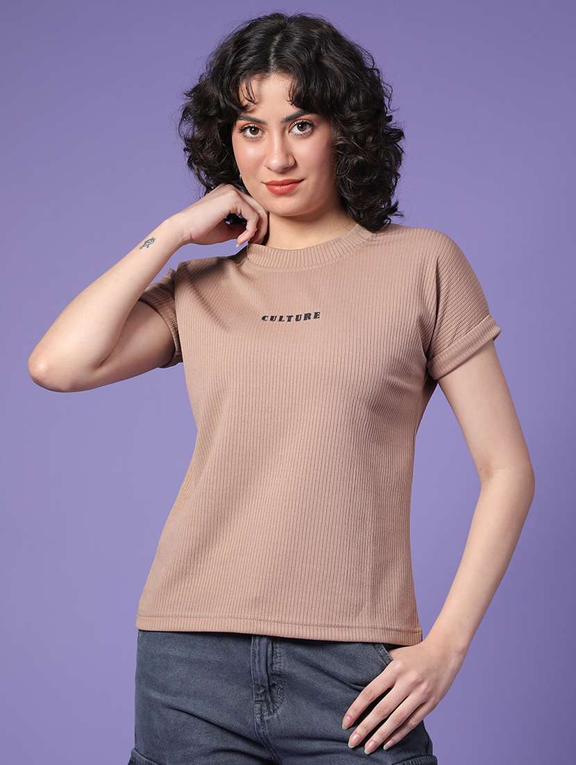 women solid short sleeve t-shirt - 22217458 -  Standard Image - 1