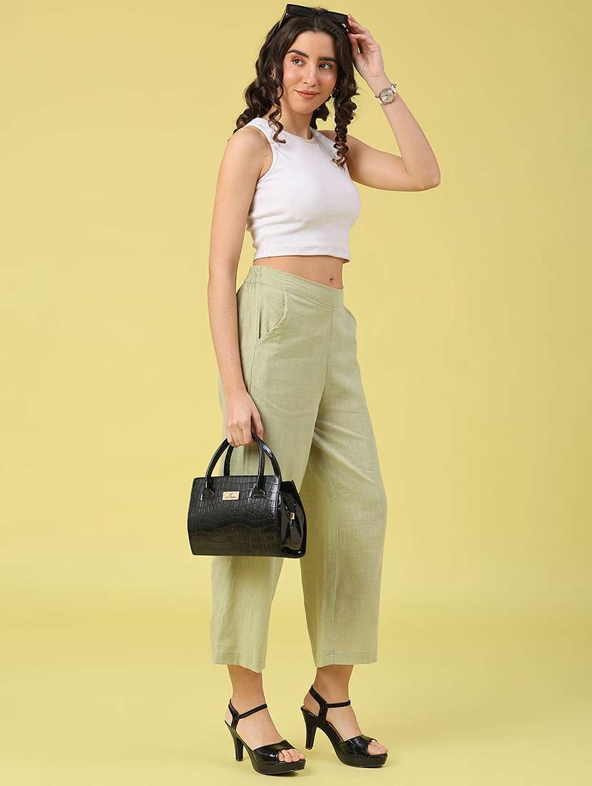 women solid mid rise calf length straight pant - 22217488 -  Standard Image - 4