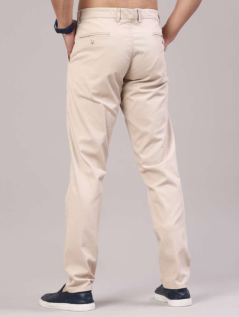 Men Solid Mid Rise Chinos Casual Trouser - 22217500 -  Standard Image - 4
