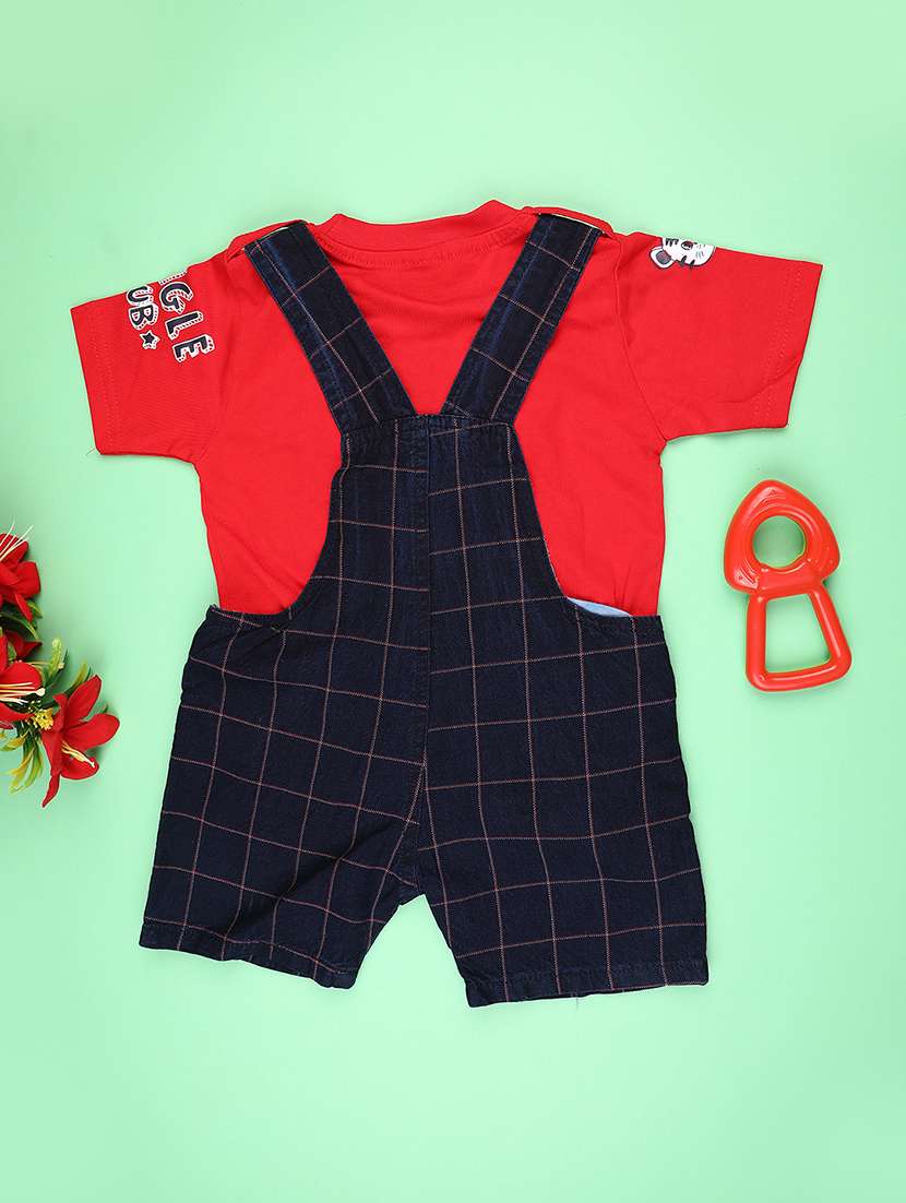 boys self design short sleeve dungaree - 22217505 -  Standard Image - 1