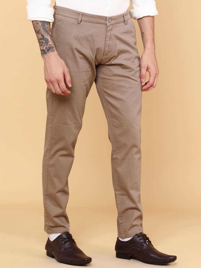 men brown cotton chinos casual trouser - 22217533 -  Standard Image - 1
