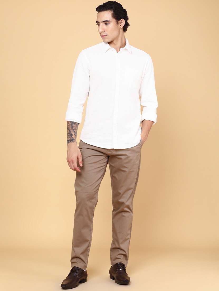 men brown cotton chinos casual trouser - 22217533 -  Standard Image - 4