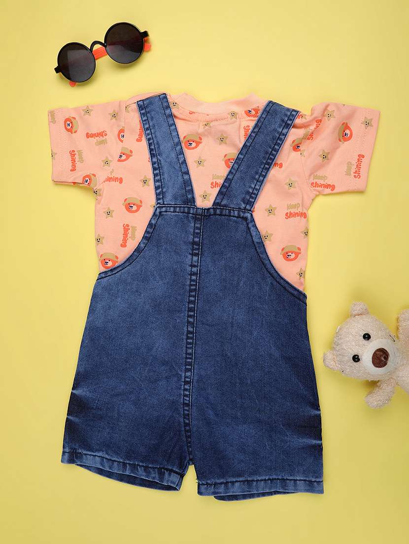 kids printed t-shirt with dungree set - 22217540 -  Standard Image - 1