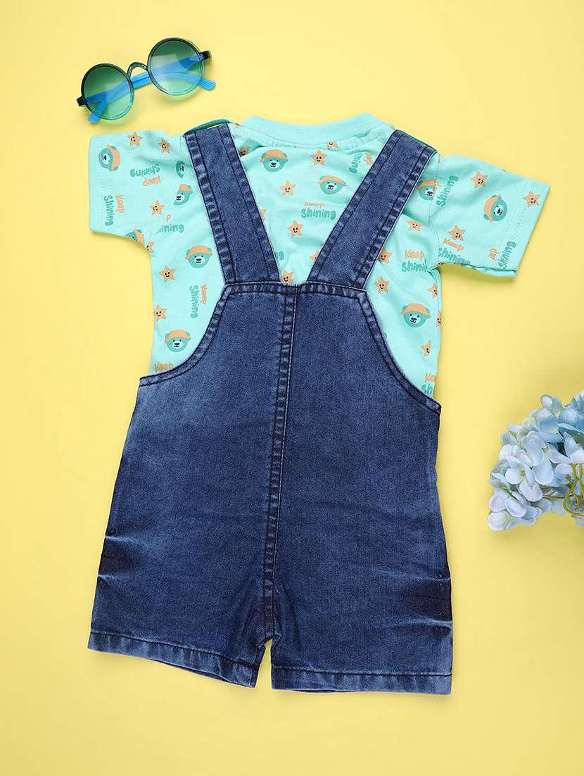 kids printed t-shirt with dungree set - 22217541 -  Standard Image - 1