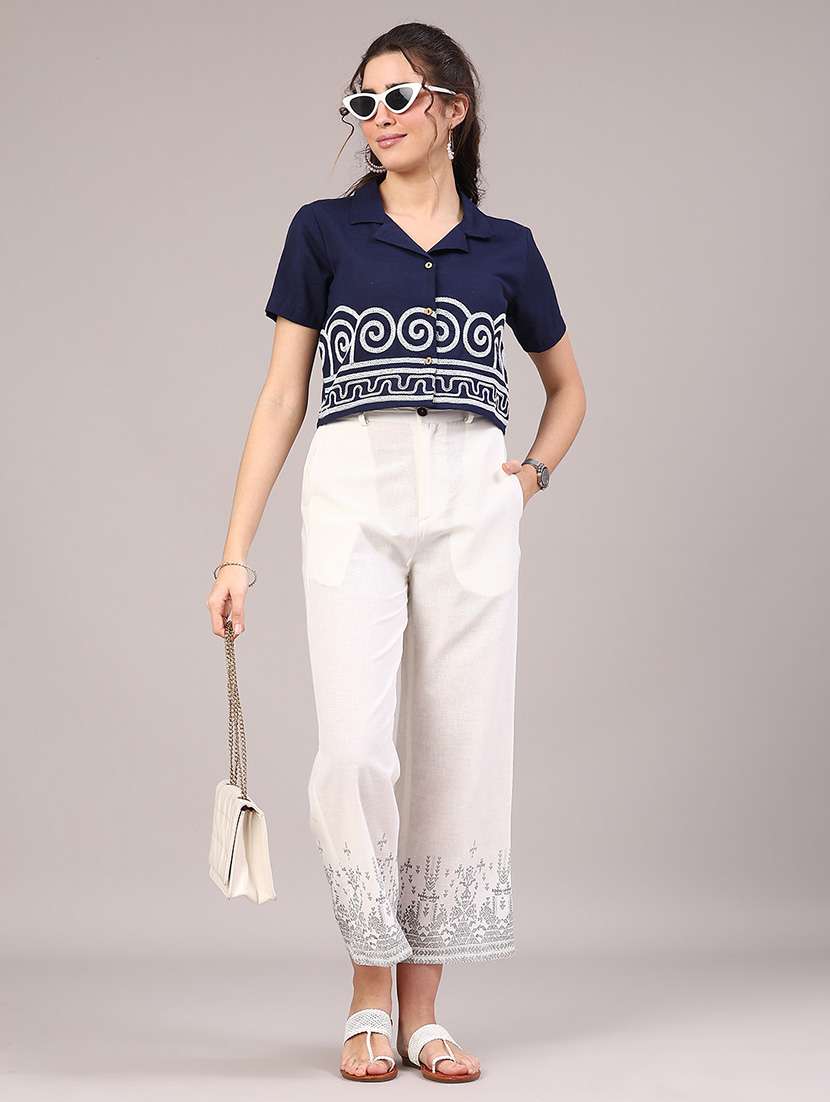women solid with work short sleeve ethnic top - 22217553 -  Standard Image - 4