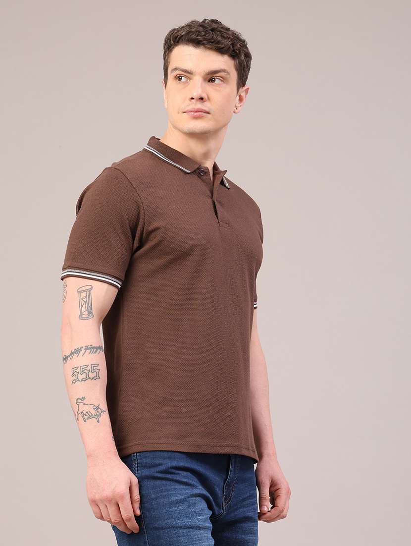men self design short sleeve slim fit polo t-shirt - 22217576 -  Standard Image - 1