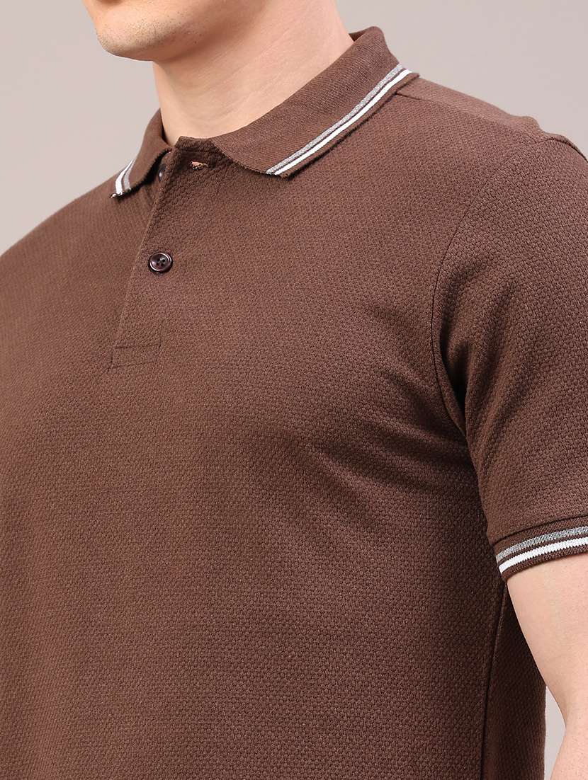 men self design short sleeve slim fit polo t-shirt - 22217576 -  Standard Image - 4