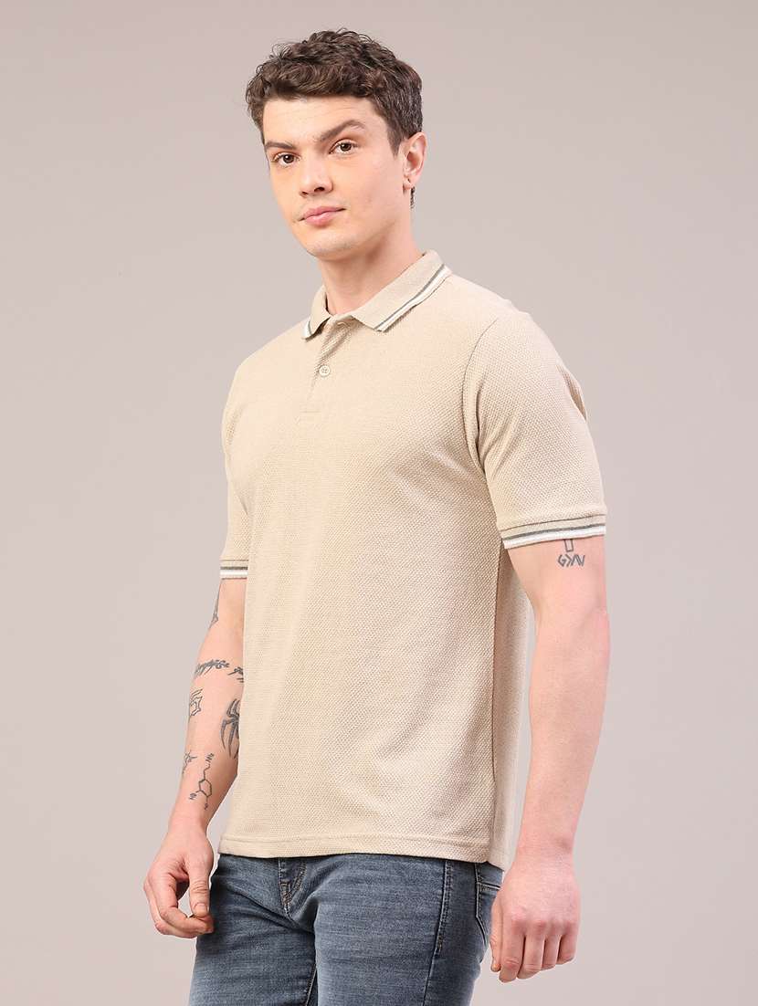 men self design short sleeve slim fit polo t-shirt - 22217577 -  Standard Image - 1