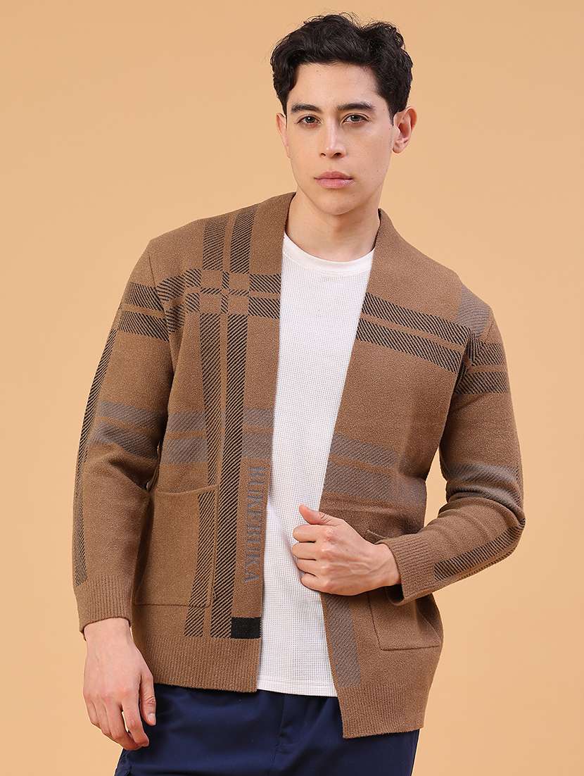 men self design long sleeve regular fit cardigan - 22217627 -  Standard Image - 1