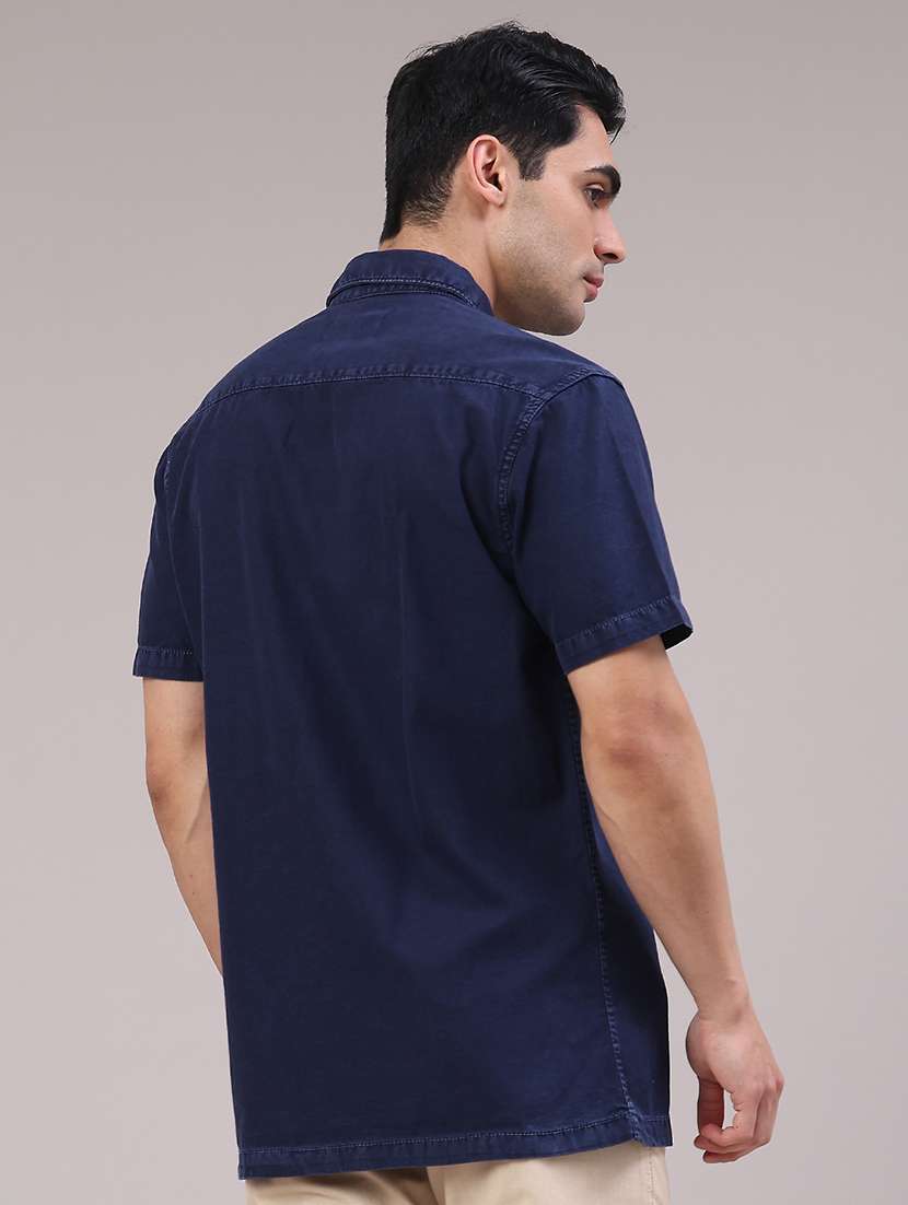 men solid short sleeve regular fit casual shirt - 22217628 -  Standard Image - 4