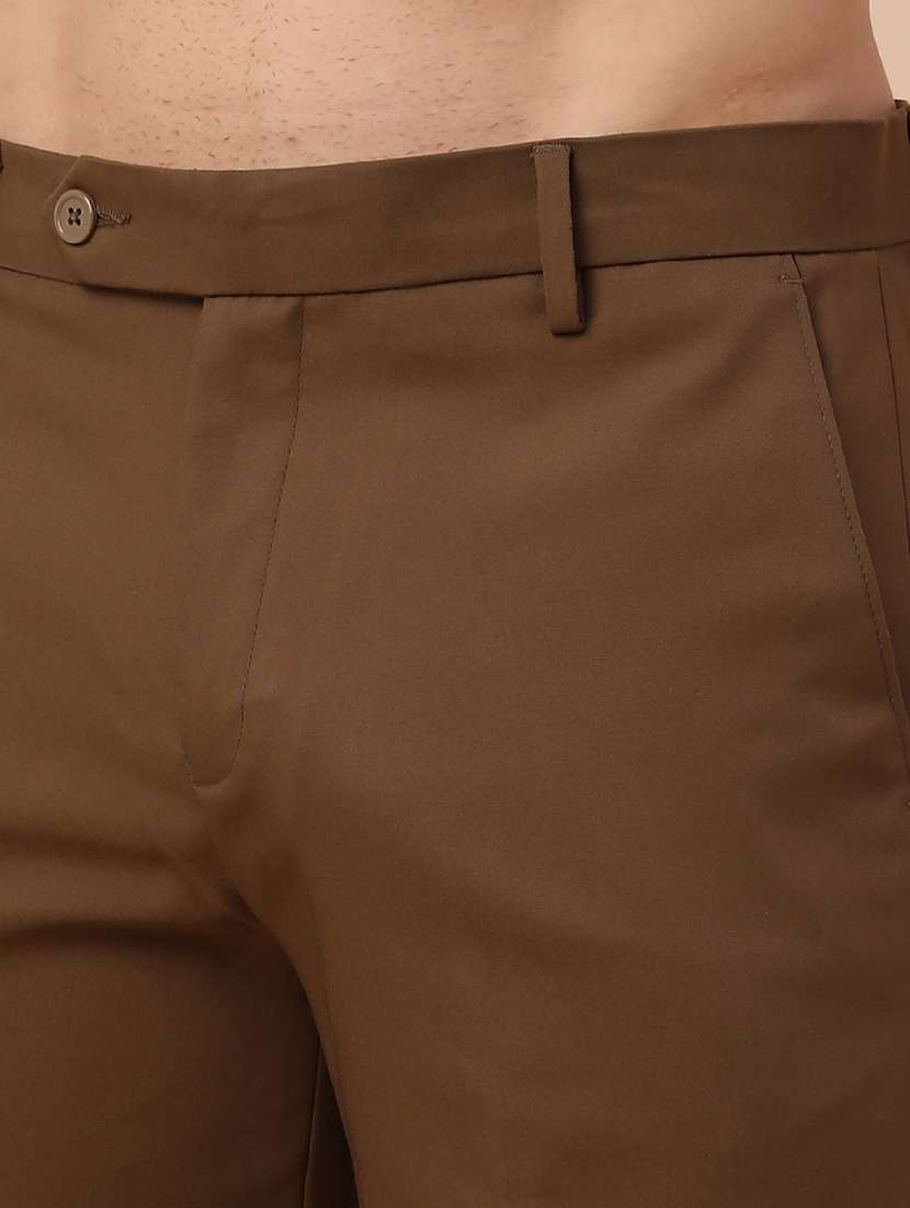 men solid mid rise slim fit formal trouser - 22217652 -  Standard Image - 1