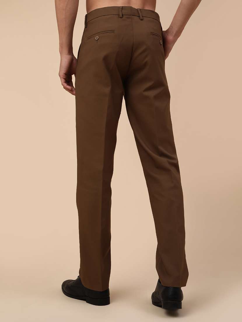 men solid mid rise slim fit formal trouser - 22217652 -  Standard Image - 4