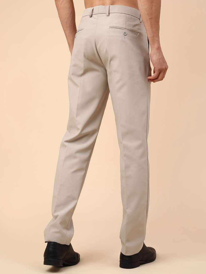 men solid mid rise slim fit formal trouser - 22217653 -  Standard Image - 4
