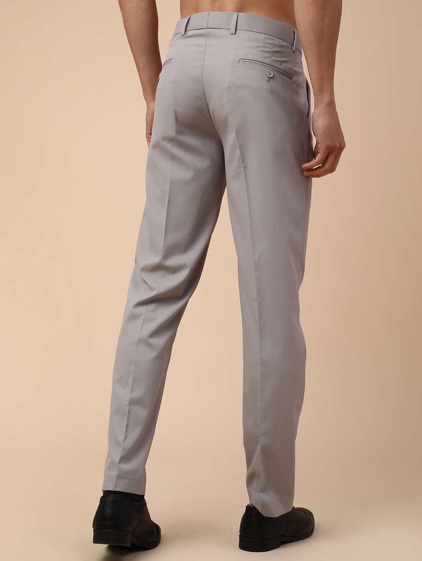 men solid mid rise slim fit formal trouser - 22217655 -  Standard Image - 4