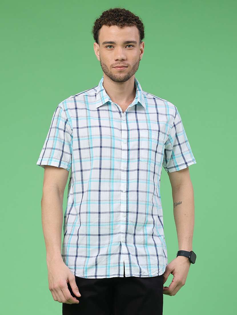 men checkered short sleeve regular fit casual shirt - 22217658 -  Standard Image - 1