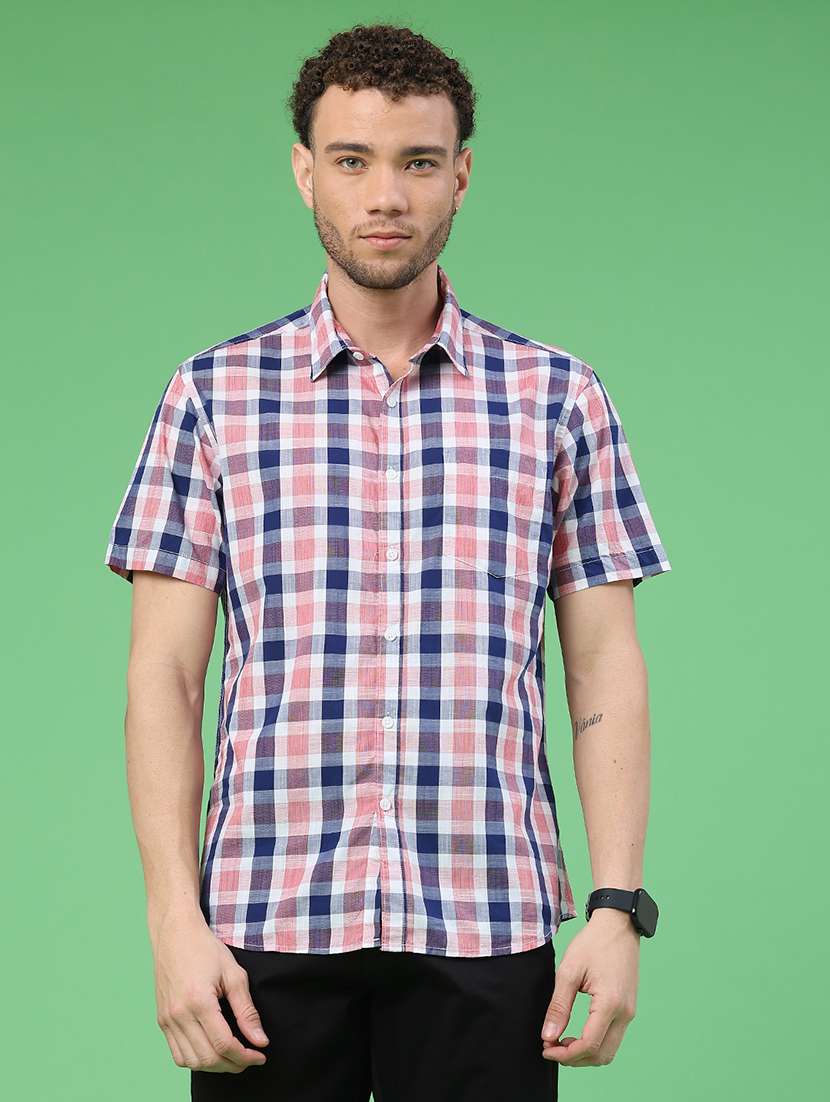 men checkered short sleeve regular fit casual shirt - 22217659 -  Standard Image - 1