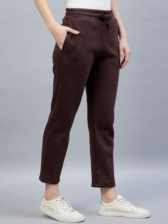 women solid mid rise track pant - 22217673 -  Standard Image - 1