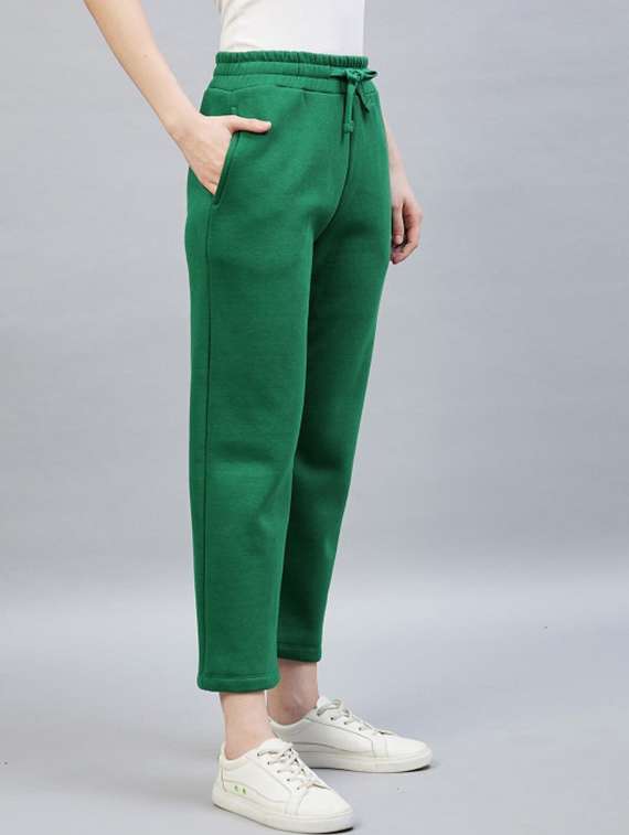 women solid mid rise track pant - 22217676 -  Standard Image - 1