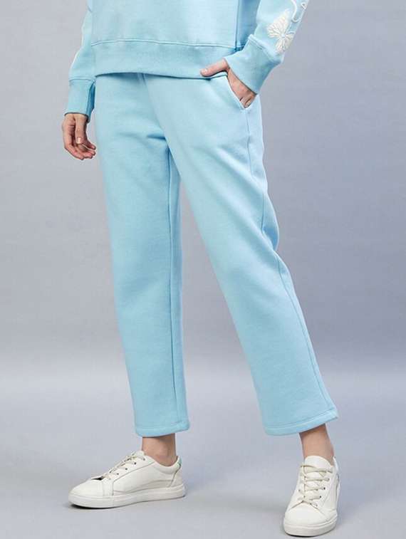 women solid mid rise track pant - 22217678 -  Standard Image - 1
