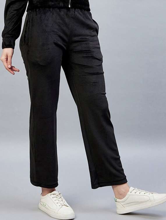 women solid mid rise track pant - 22217729 -  Standard Image - 1