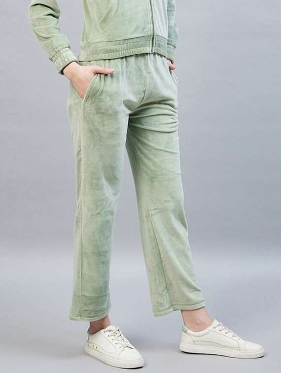 women solid mid rise track pant - 22217732 -  Standard Image - 1