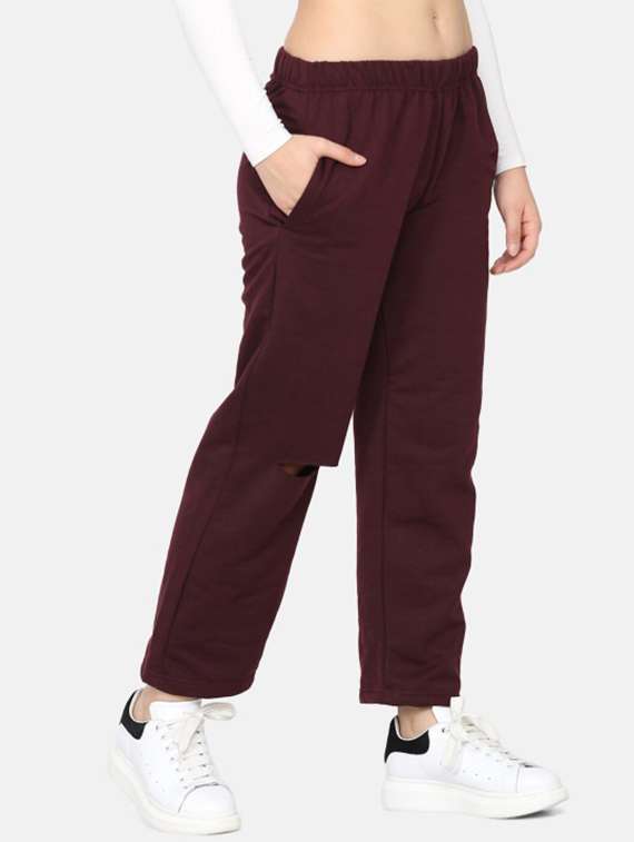 women solid mid rise track pant - 22217733 -  Standard Image - 1