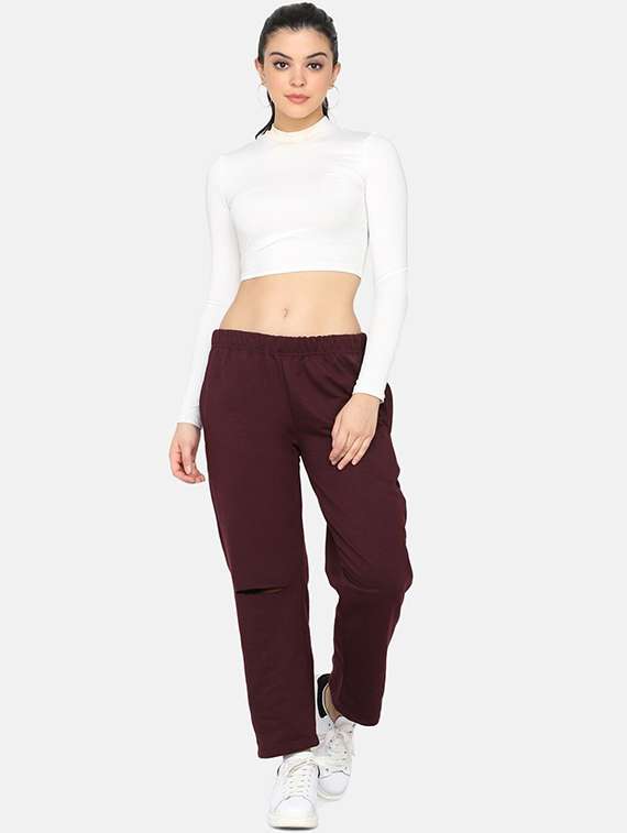 women solid mid rise track pant - 22217733 -  Standard Image - 4