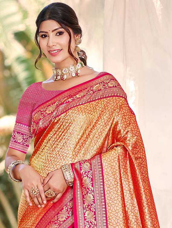 women self design kanjivaram saree with blouse - 22217768 -  Standard Image - 1