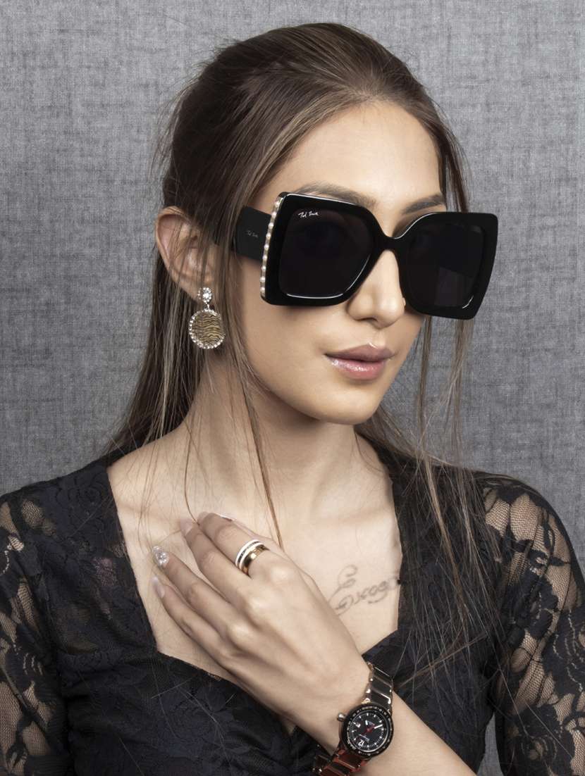 ted smith  women over-sized sunglasses i 100% uv protection i black colour lens - 22217811 -  Standard Image - 1