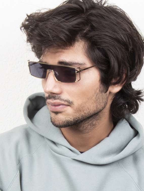 ted smith unisex shield sunglasses i 100% uv protection  i  black colour lens - 22217826 -  Standard Image - 6