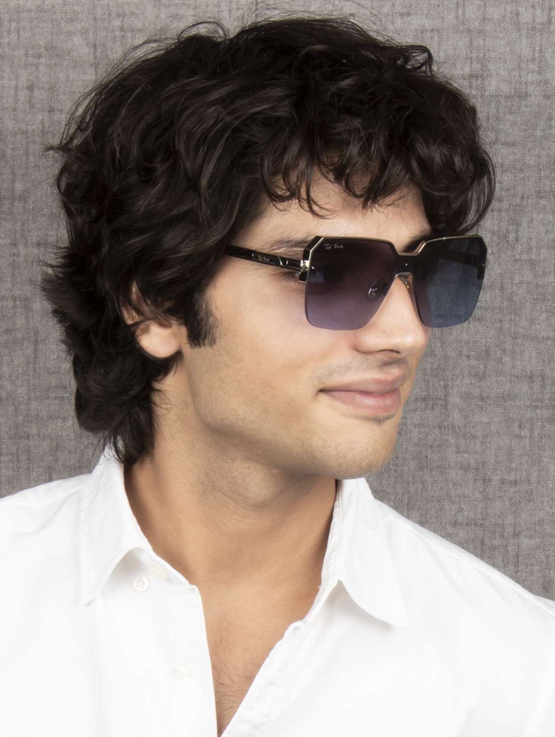 ted smith unisex square sunglasses i 100% uv protection  i  grey blue colour lens - 22217833 -  Standard Image - 6