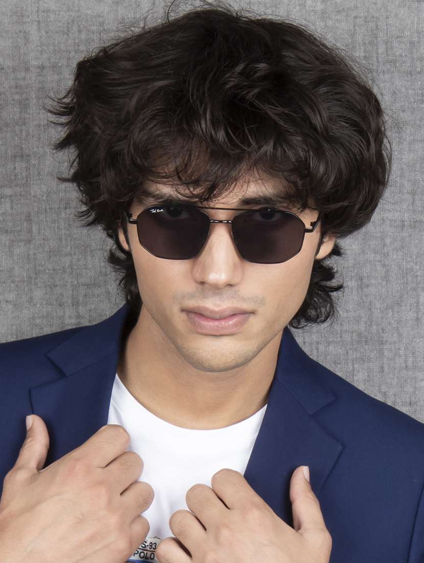 ted smith unisex aviator sunglasses i 100% uv protection  i  black colour lens - 22217853 -  Standard Image - 6