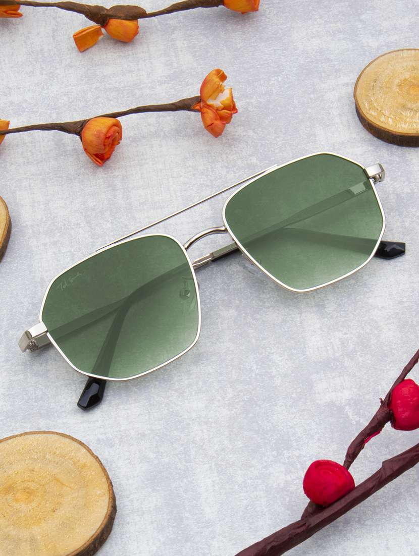 ted smith unisex aviator sunglasses i 100% uv protection  i  green colour lens