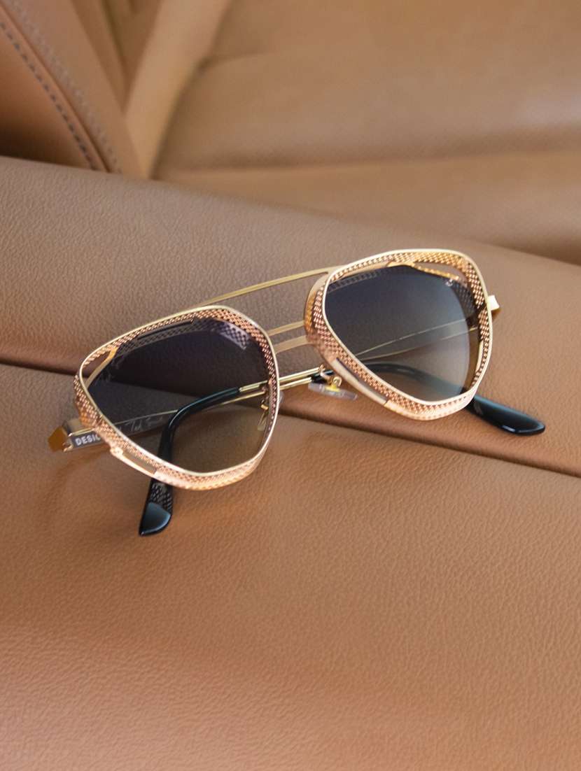 ted smith unisex aviator sunglasses i 100% uv protection  i  blue yellow colour lens