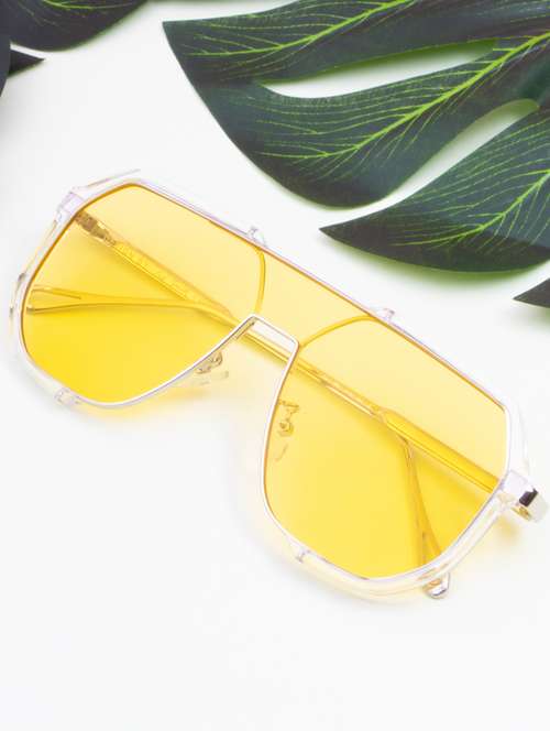 ted smith unisex aviator sunglasses i 100% uv protection  i  yellow colour lens - 22217872 -  Standard Image - 0