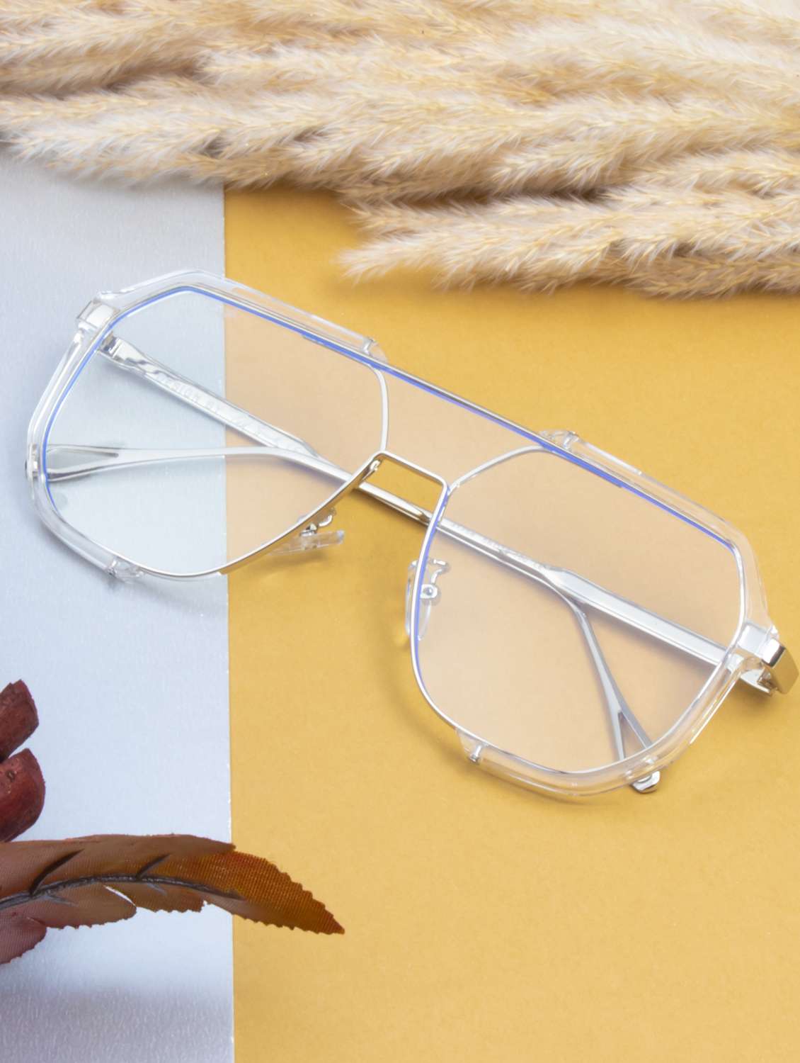 ted smith unisex aviator sunglasses i 100% uv protection  i  clear colour lens