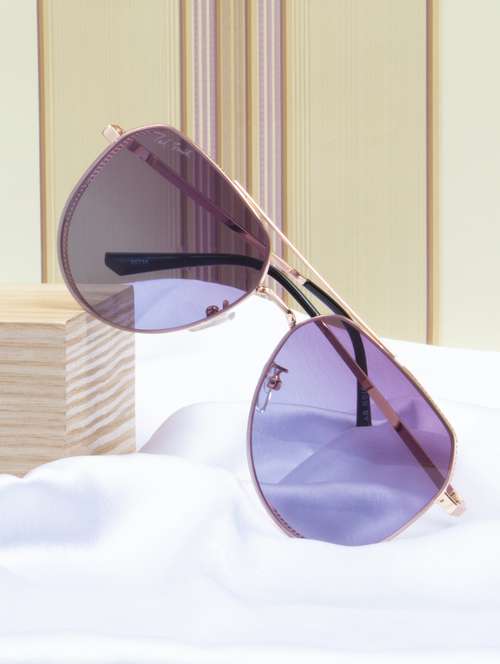 ted smith unisex aviator sunglasses i 100% uv protection  i  purple colour lens - 22217900 -  Standard Image - 0